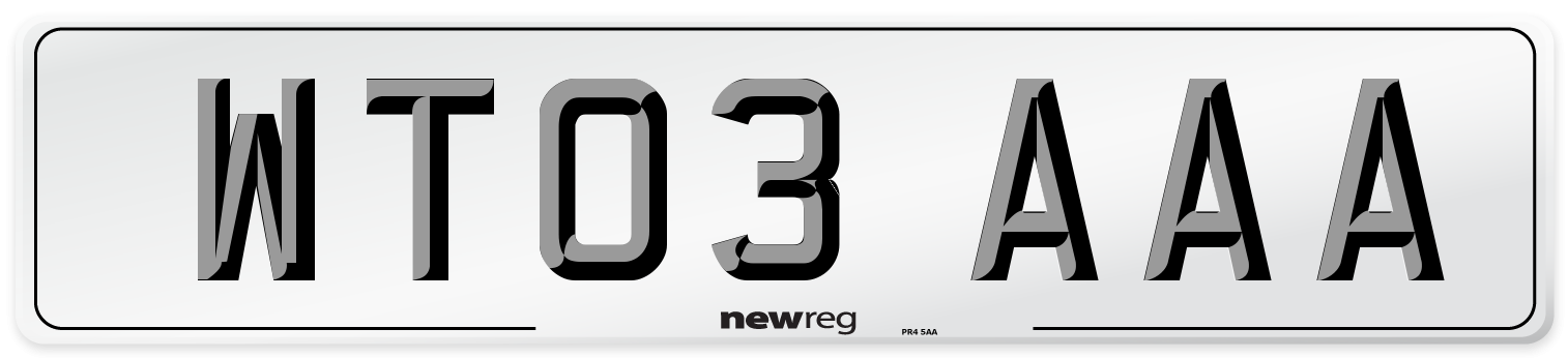 WT03 AAA Number Plate from New Reg